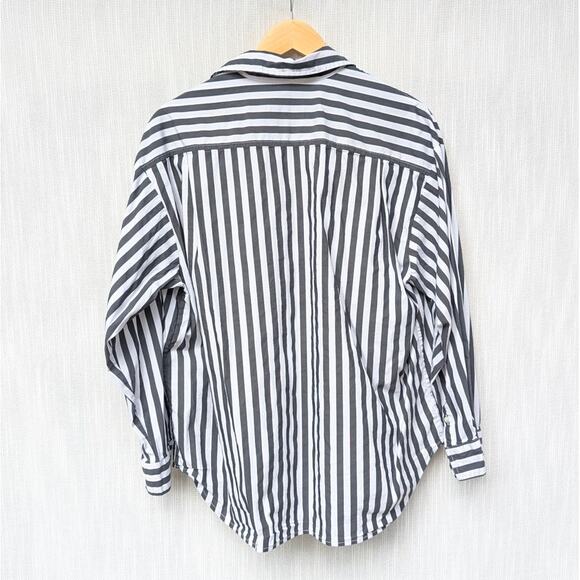 THE FRANKIE SHOP Striped Button-up Long Sleeve Cotton Shirt, size F(One Size) - Picture 2 of 9
